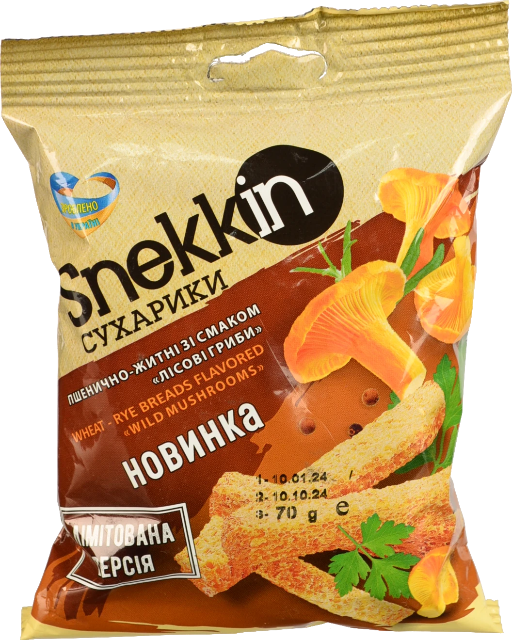 Сухарики пшенично-житні Лісові гриби Snekkin м/у 70г