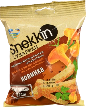 Сухарики пшенично-житні Лісові гриби Snekkin м/у 70г