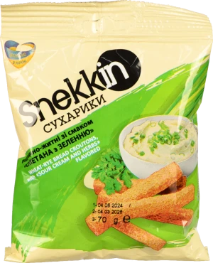 Сухарики Snekkin 70г пшенично житні сметана зелень