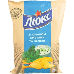 Чипси картопляні зі смаком сметани та зелені Люкс 125г