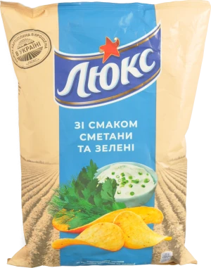Чипси картопляні зі смаком сметани та зелені Люкс 125г