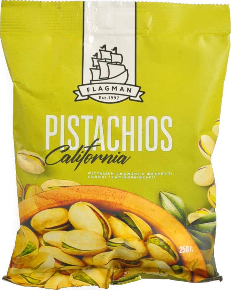 Фісташки Флагман 250г каліфорнійські смажені в шкарлупі солоні