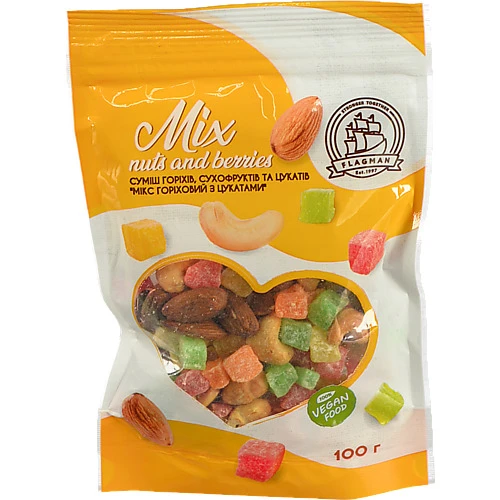 Мікс горіховий Флагман 100г з цукатами