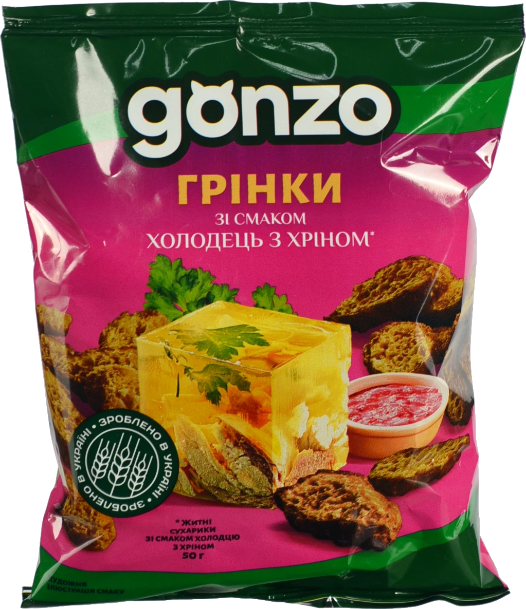 Грінки житні Холодець з хріном Gonzo м/у 50г