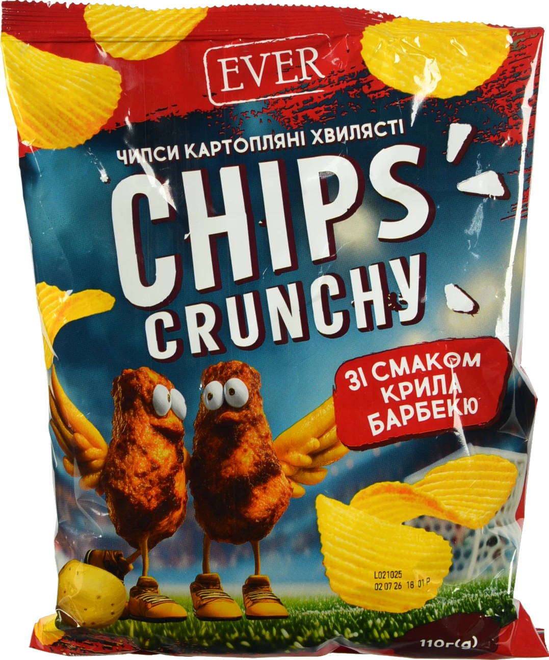 Чипси EVER 110г картопляні хвилясті крилья барбекю