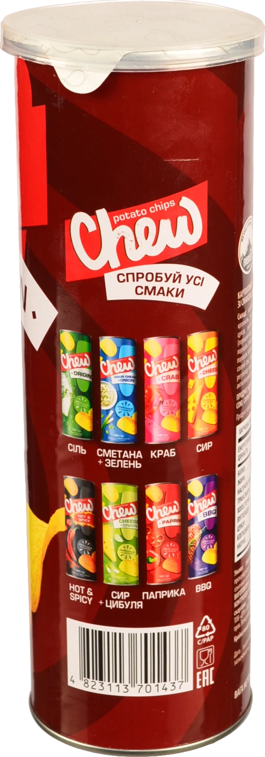 Чіпси Chew 160г бекон