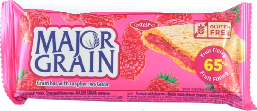 Батончик цільнозерновий Raspberries Major Grain АВК м/у 40г