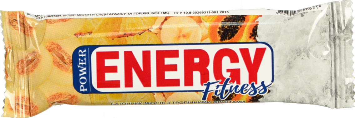 Батончик-мюслі Power Energy 30г тропічні фрукти