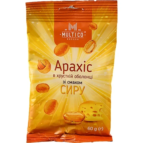 Арахіс Multico 60г смажений солоний хрустка оболонка смак сиру