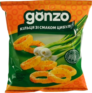 Кільця кукурудзяні зі смаком цибулі Gonzo м/у 40г