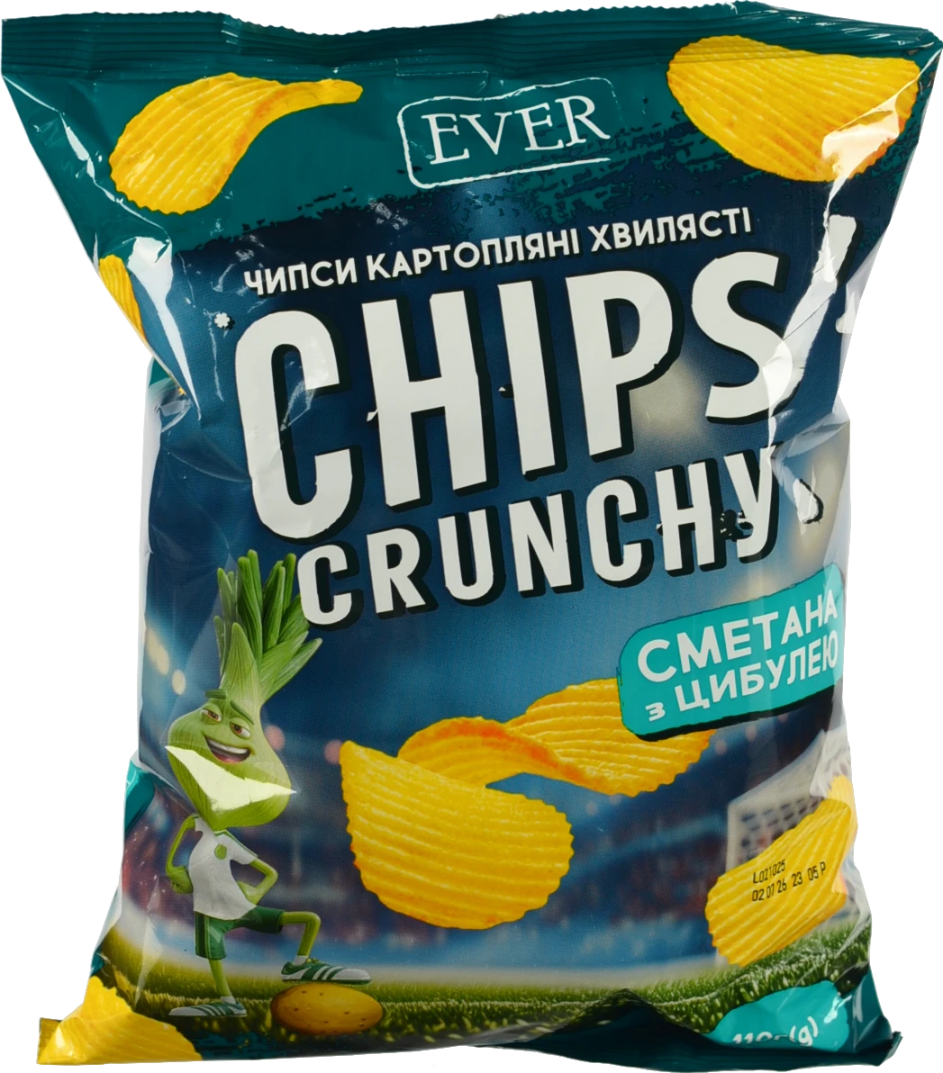 Чипси EVER 110г картопляні хвилясті сметана лук