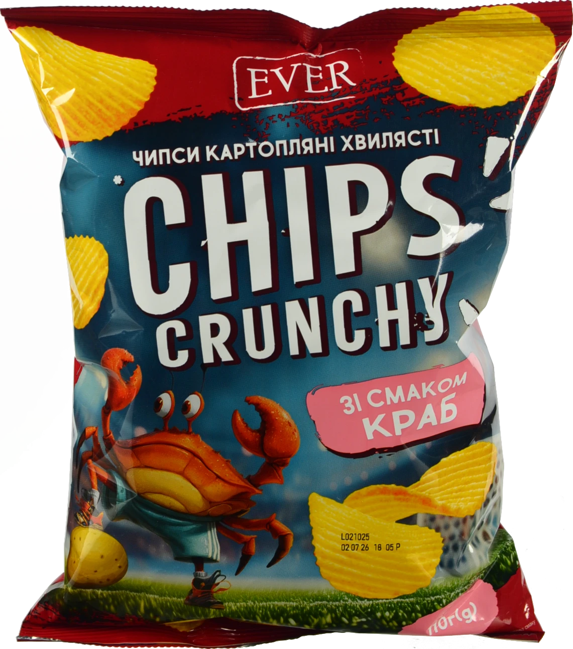 Чипси EVER 110г картопляні хвилясті краб
