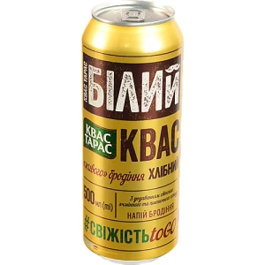 Напій бродіння хлібний пастеризований газований Білий Квас Тарас з/б 500мл
