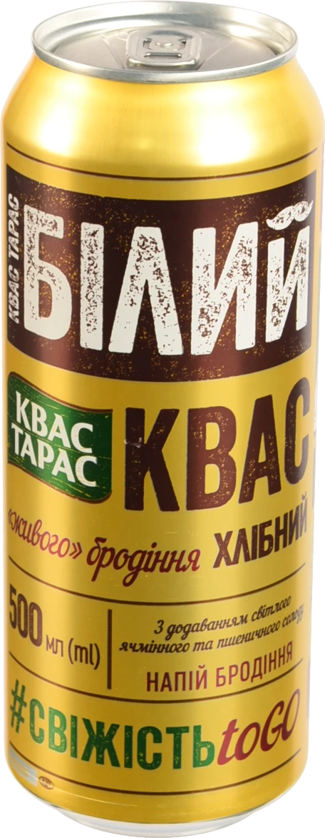 Напій бродіння хлібний пастеризований газований Білий Квас Тарас з/б 500мл