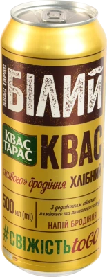 Напій бродіння хлібний пастеризований газований Білий Квас Тарас з/б 500мл
