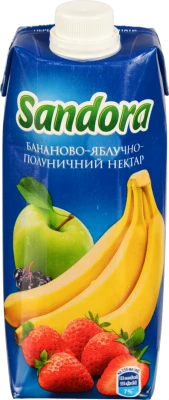 Нектар бананово-яблучно-полуничний з м'якоттю Sandora 500мл