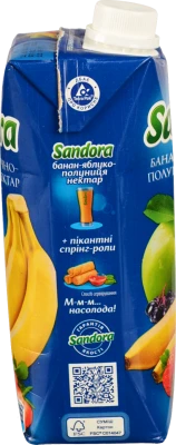 Нектар бананово-яблучно-полуничний з м'якоттю Sandora 500мл