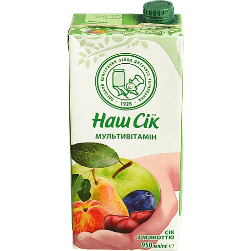 Сік з м'якоттю Мультивітамін Наш сік т/п 0.95л