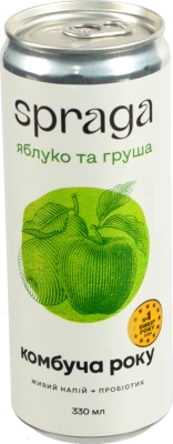 Напій безалкогольний слабогазований Яблуко та груша Комбуча Spraga з/б 330мл