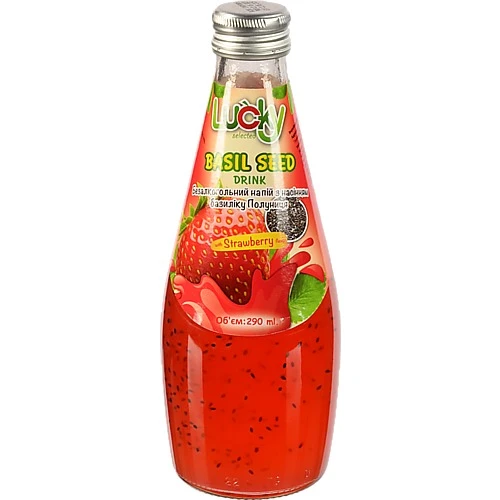 Напій Lucky 290мл Полуниця з насінням базиліка