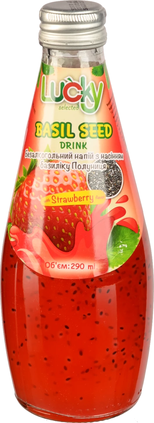 Напій Lucky 290мл Полуниця з насінням базиліка