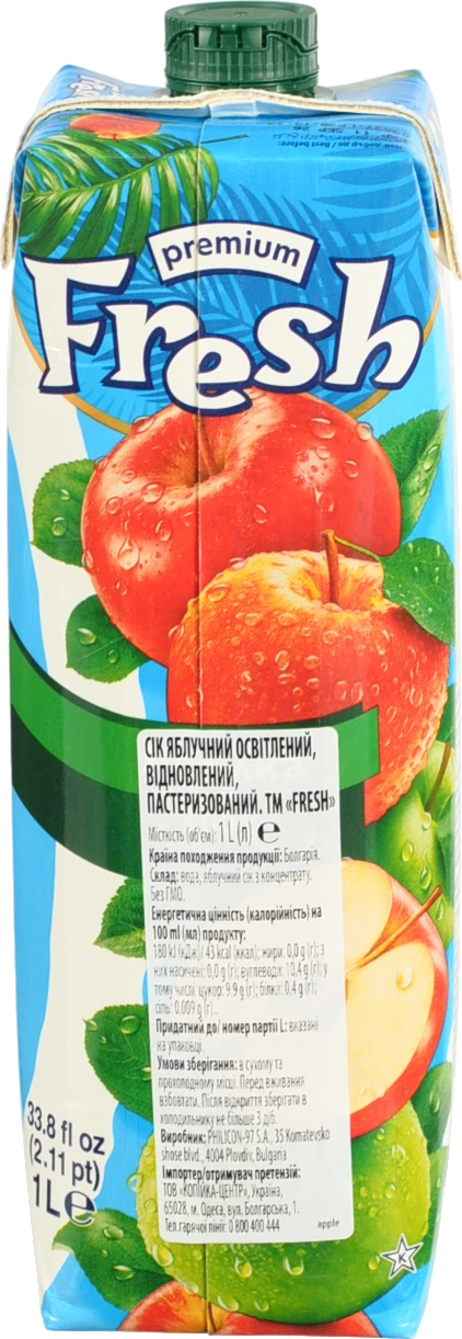 Сік Fresh 1л яблучний т.п.