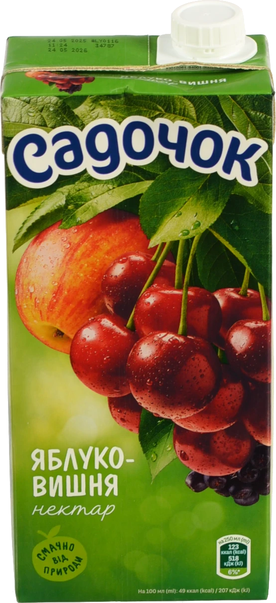 Нектар освітлений пастеризований Яблуко-вишня Садочок 0,95л