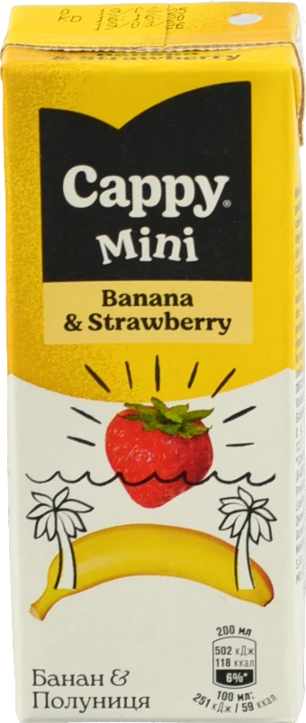 Нектар Cappy Mini 0.2л банан-полуниця