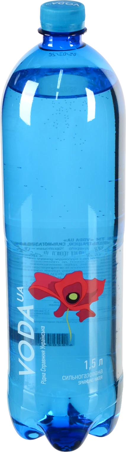 Вода питна ТМ VODA UA.Рідна Справжня Українська. 1.5 л.. сильногаз. ПЕТ
