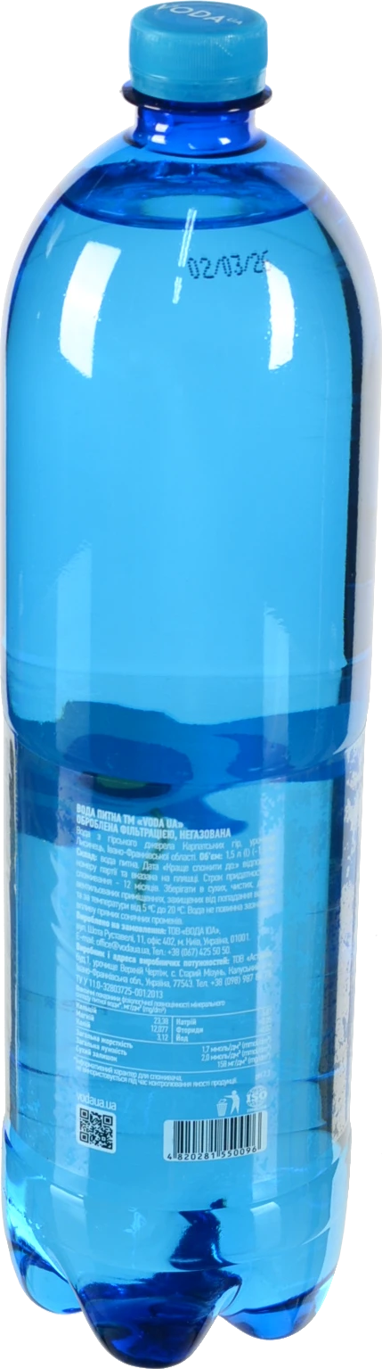 Вода питна ТМ VODA UA.Рідна Справжня Українська. 1.5 л.. негаз. ПЕТ
