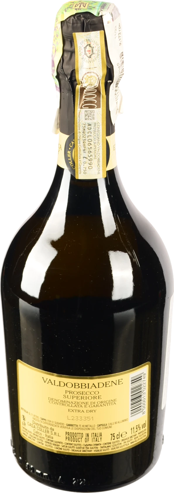 Вино ігристе Casa Coller Prosecco Superiore Valdobbladene DOCG 0.75л 11.5% біле напівсухе