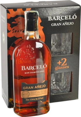 Подарунковий набір Ром Barcelo 0.7л 2склянки Gran Anejo 37.5%