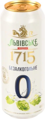 Пиво Львівське 0.48л 0.5% світле пастеризоване безалкогольне №0 1715 з/б