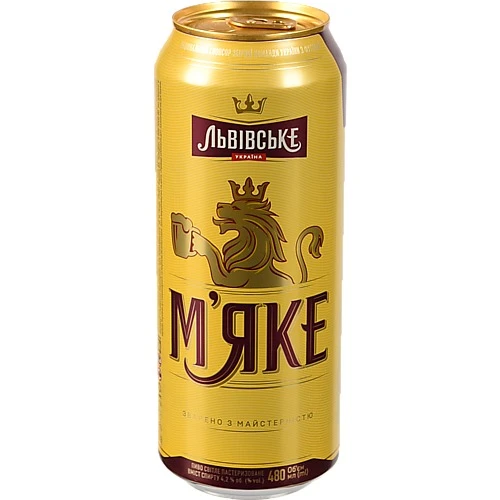 Пиво Львівське М'яке 480мл світле пастеризоване