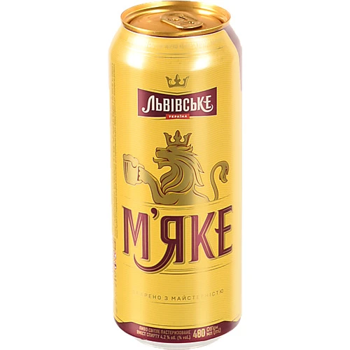 Пиво Львівське М'яке 480мл світле пастеризоване