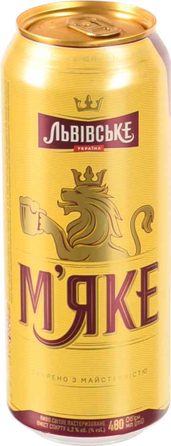 Пиво Львівське М'яке 480мл світле пастеризоване