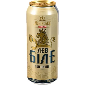 Пиво Львівське Лев Біле Пшеничне 480мл 4.8% світле пастеризоване