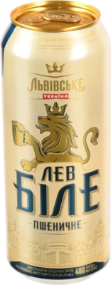 Пиво Львівське Лев Біле Пшеничне 480мл 4.8% світле пастеризоване