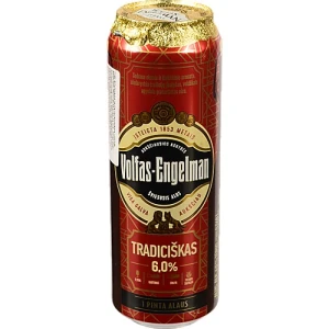 Пиво світле фільтроване пастеризоване «Volfas Engelman Tradiciskas Šviesusis alus», 5,0%, 0,568 л, б.м.
