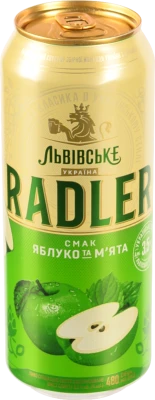 Пиво Львівське 0.48л Radler яблуко м'ята з.б