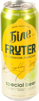 Пиво спеціальне «Чернігівське Біле Fruter» зі смаком лимона пастеризоване, 4,0% об., 0,5 л, банка металева