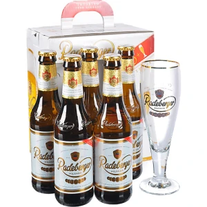 Набір подарунковий Radeberger Пиво світле фільтроване пастеризоване 4.8% 5*0.33л + бокал 0.2л