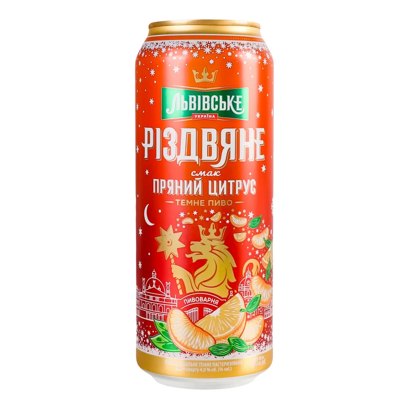 Пиво Львівське Різдвяне Пряний цитрус 0.48л 4% темне пастеризоване
