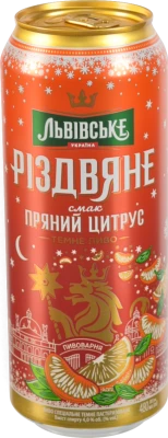 Пиво Львівське Різдвяне Пряний цитрус 0.48л 4% темне пастеризоване