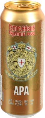 Пиво світле нефільтроване пастеризоване «Templarske Tajemne Pivo APA», 5,0%, 0,5 л, б.м.