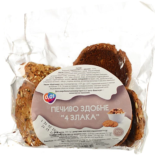 Печиво 0.01 300г 4 злака здобна