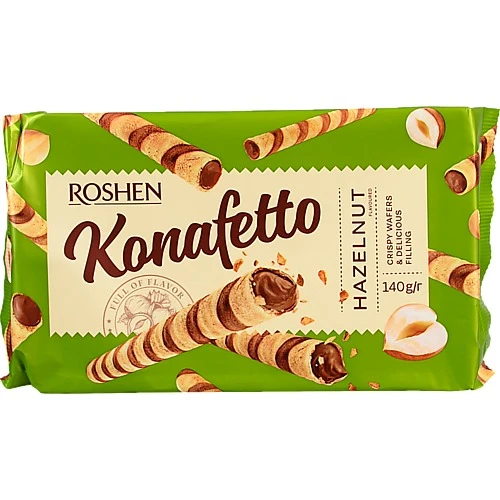 Вафельні трубочки Рошен Hazelnut Konafetto 140г