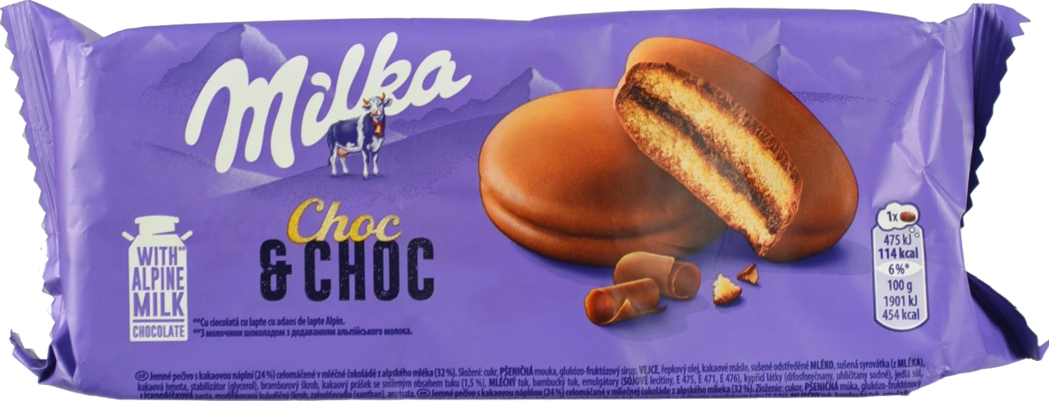 Тістечко-сендвіч бісквітне з начинкою вкрите молочним шоколадом Choc&Choc Milka м/у 150г