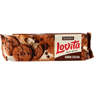 Печиво здобне з какао та кусочками глазурі Lovita Classic Cookies Roshen 150г