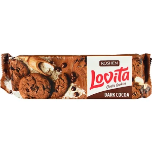 Печиво здобне з какао та кусочками глазурі Lovita Classic Cookies Roshen 150г